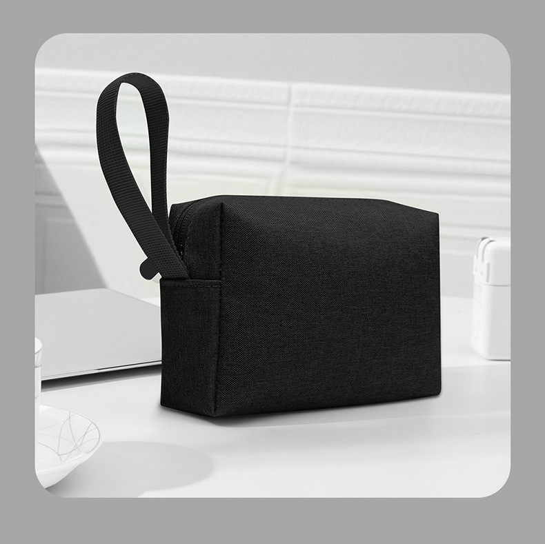 Cross-border in-stock hand-held toiletry bag 300D cationic waterproof cosmetic bag Oxford cloth storage notebook power bag Specification drawing