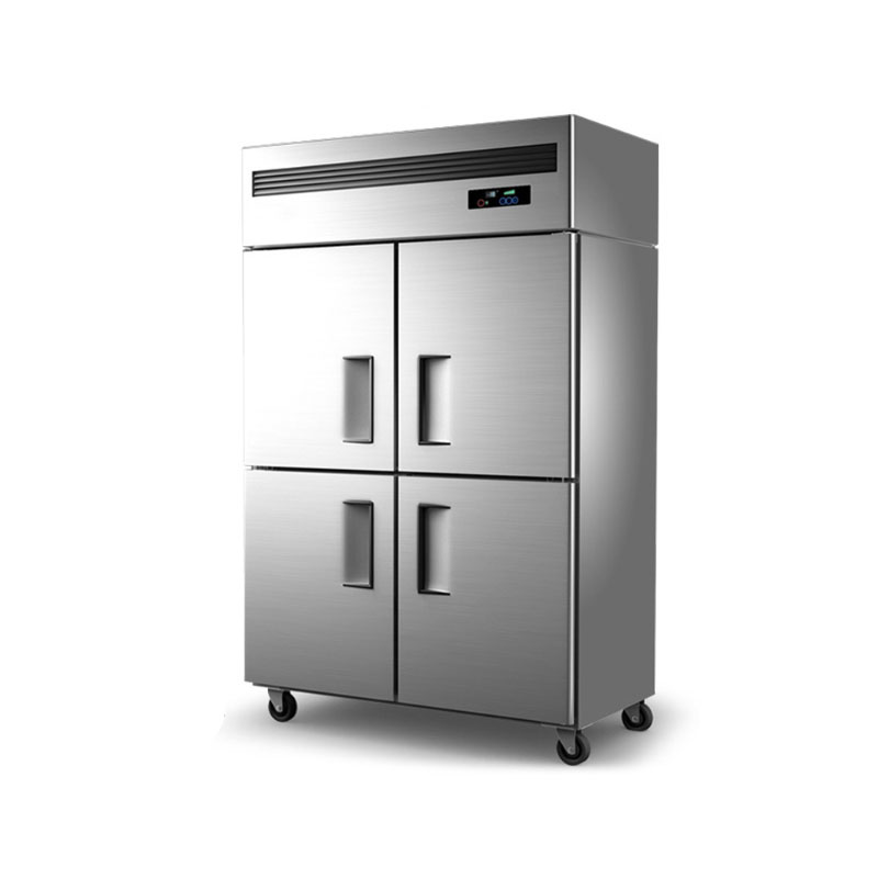Four-door refrigerator, commercial refrigeration and freezing, kitchen refrigerator, dual-temperature preservation cabinet, stainless steel large-capacity display cabinet details Picture