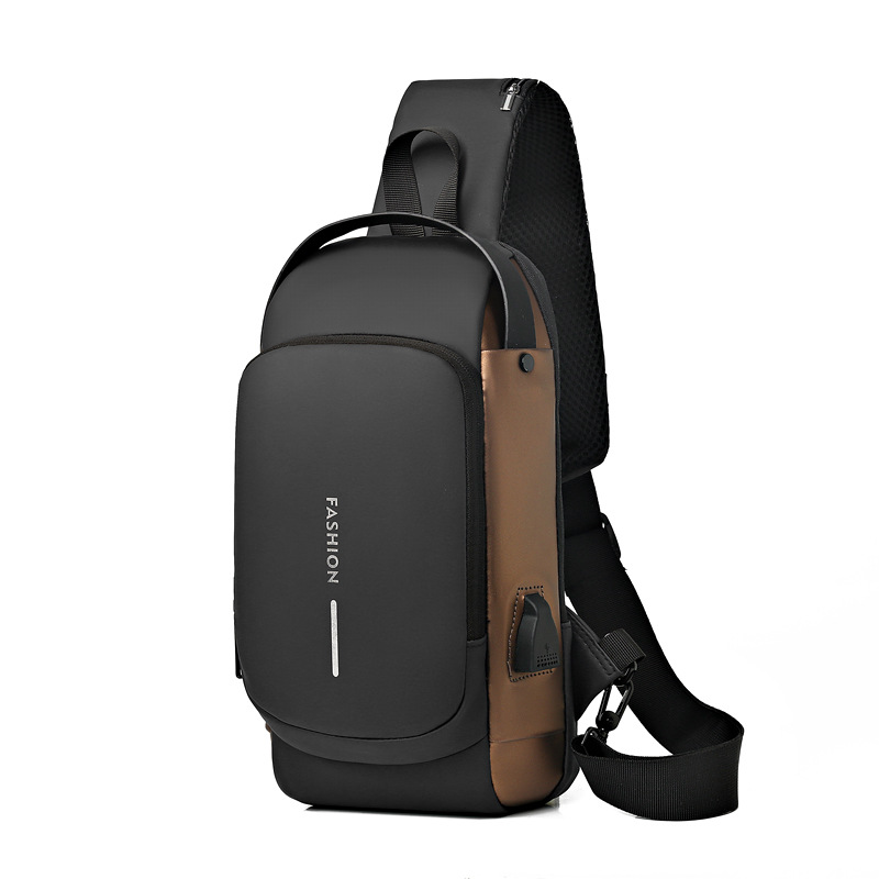 Cross-border chest bag for men, business single-shoulder crossbody men's backpack, anti-theft crossbody bag, large-capacity sports motorcycle bag details Picture