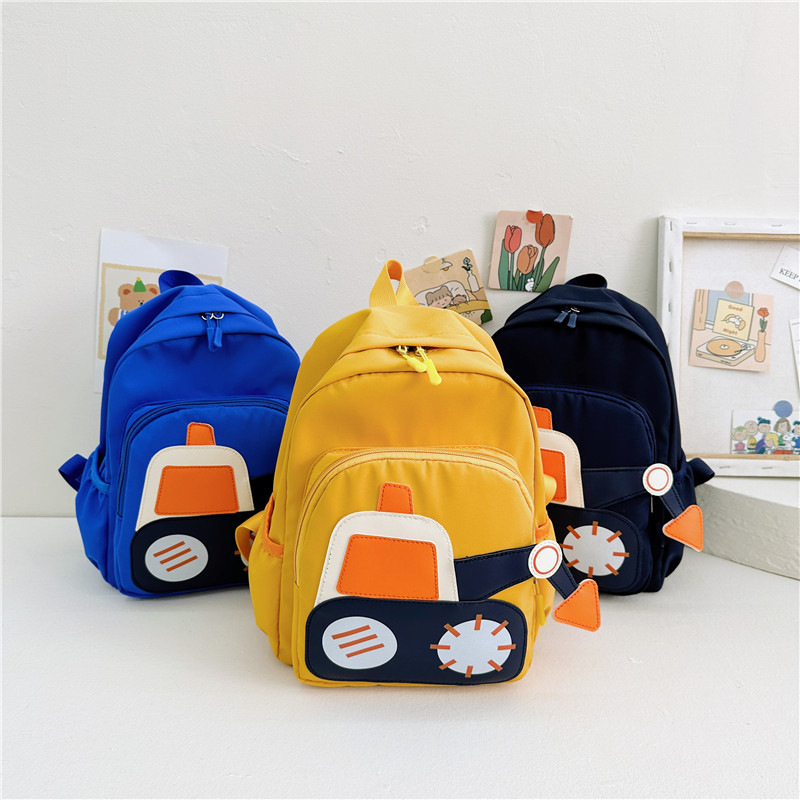 New type of backpack for kindergarten babies, excavators, engineering vehicles, boys' backpacks, lightweight schoolbags for boys and children full figure