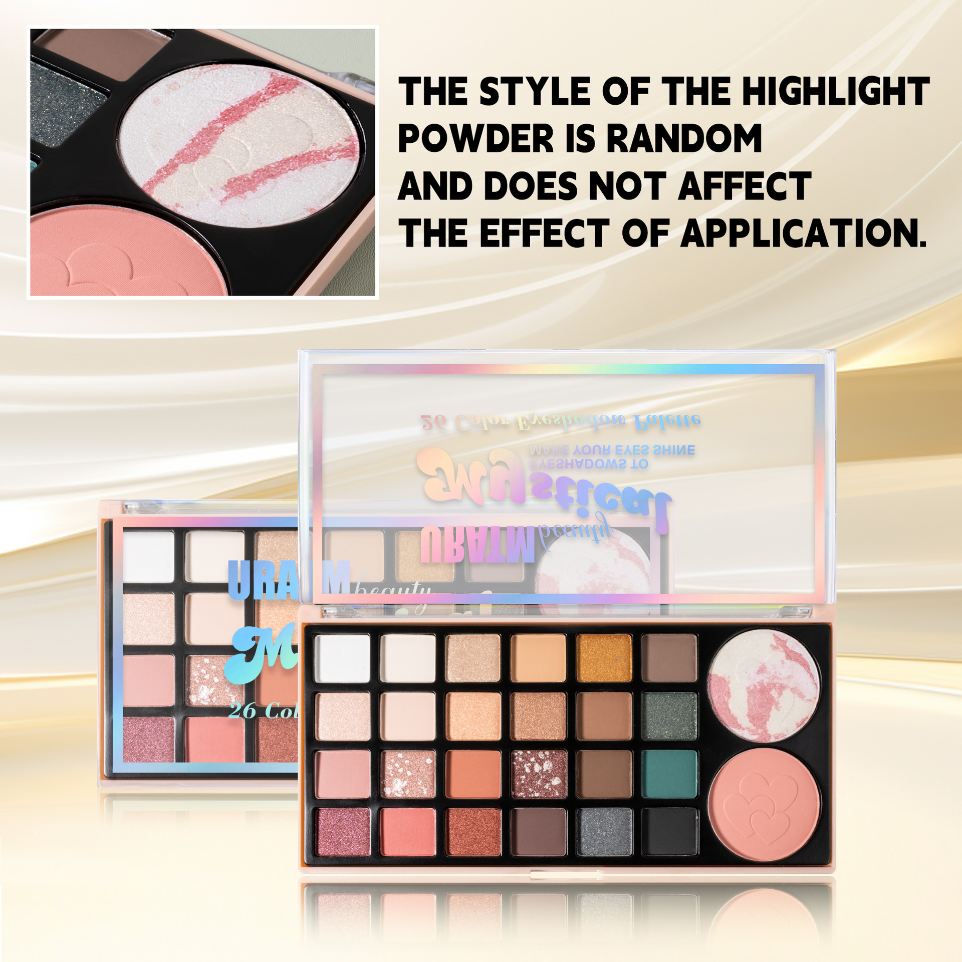 Cross-border 26-color pork belly eyeshadow palette multi-functional all-in-one matte pearlescent fine glitter eyeshadow blush high-gloss makeup palette details Picture