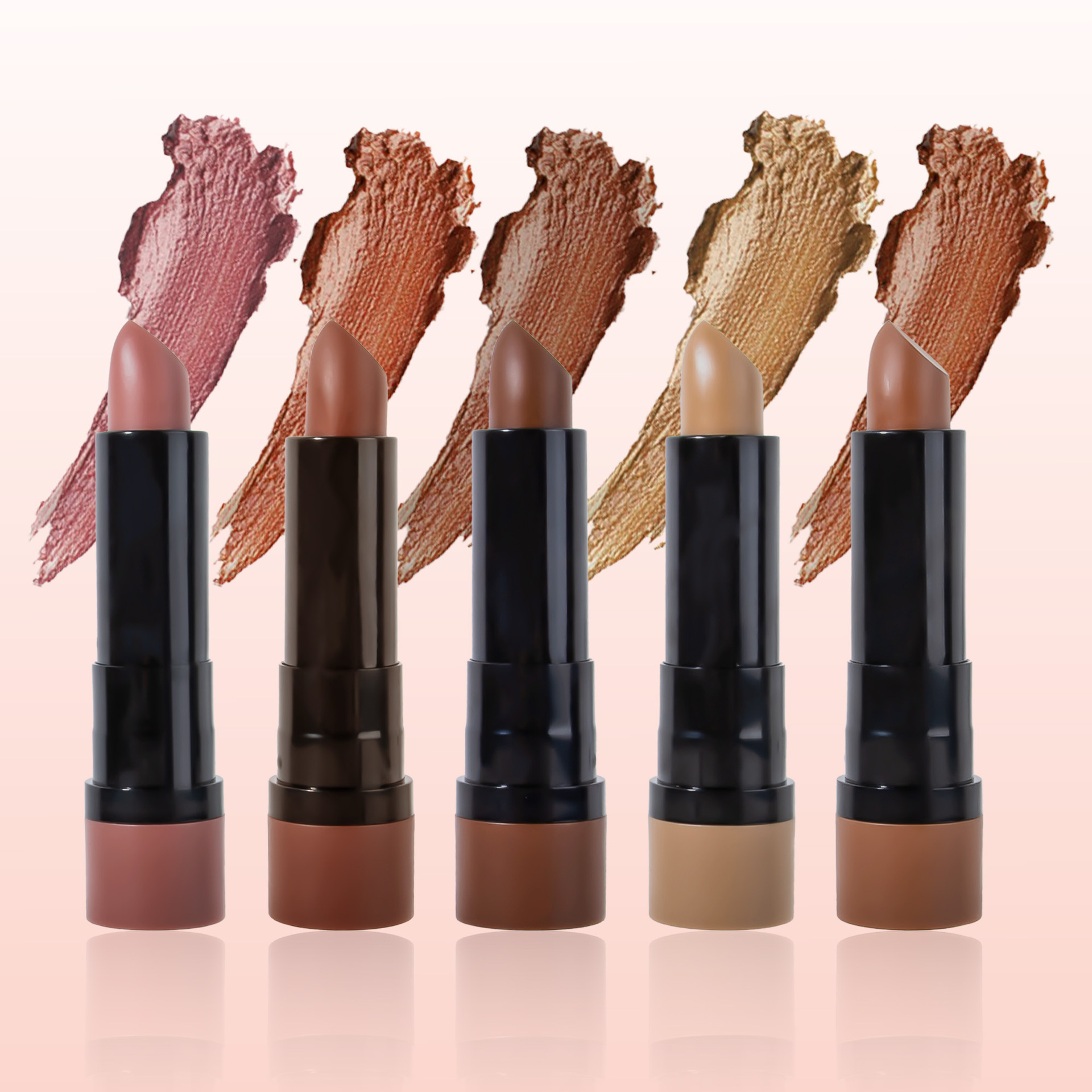 Cross-border makeup 5-color matte nude lipstick set, non-stick to cups, waterproof and non-fading lipstick, easy to apply lip gloss Item Picture