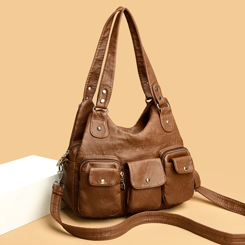 Cross-border single-shoulder bags for women, new autumn and winter retro European and American large-capacity bags, mom bags, single-shoulder bags, crossbody bags full figure
