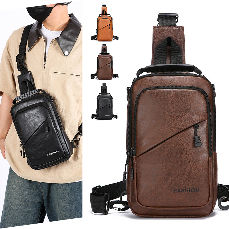 Foreign trade casual men's chest bag, password lock anti-theft motorcycle crossbody bag, outdoor simple commuting large capacity single-shoulder bag details Picture