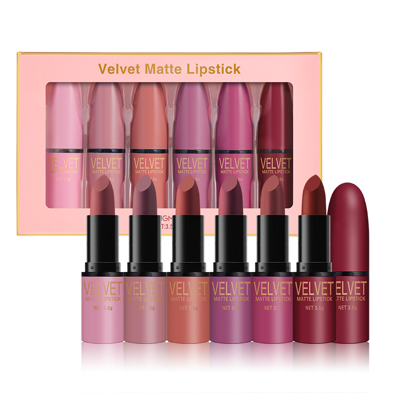 Langmanni bullet-shaped matte Lipstick Set, matte square water not easy to stick to cups, 6-color gift box lipstick set Application Scenario