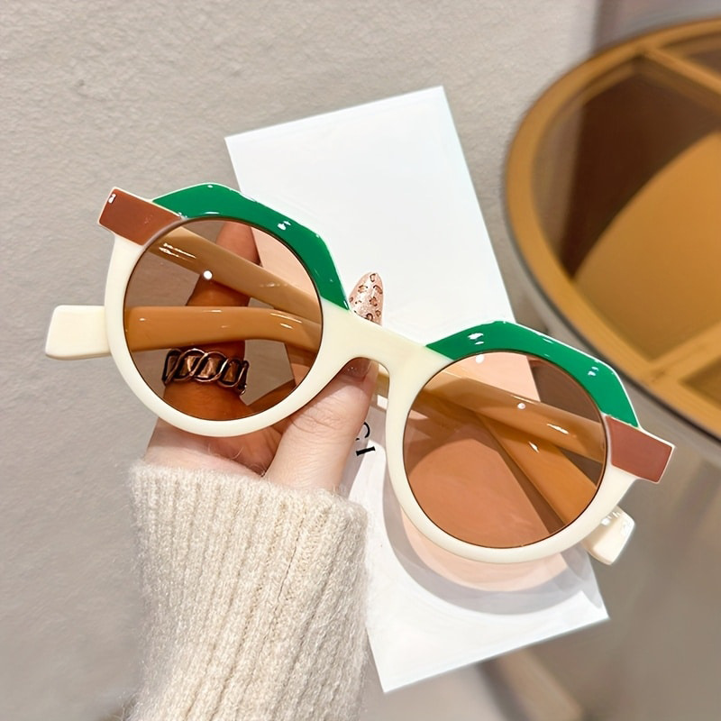 Round color-blocked sunglasses 2025 new style European and American sunglasses for women, personalized and trendy, popular on Instagram fashion sunglasses full figure