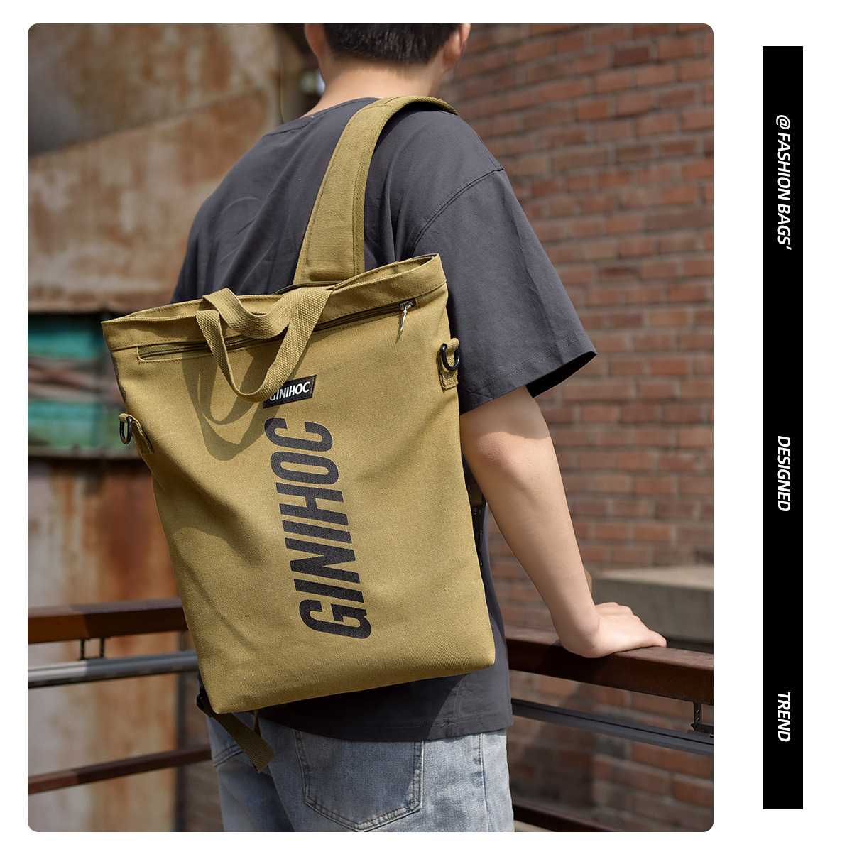 New Japanese-style large-capacity backpack, personalized letter versatile backpack, water-resistant casual college student schoolbag for men Specification drawing