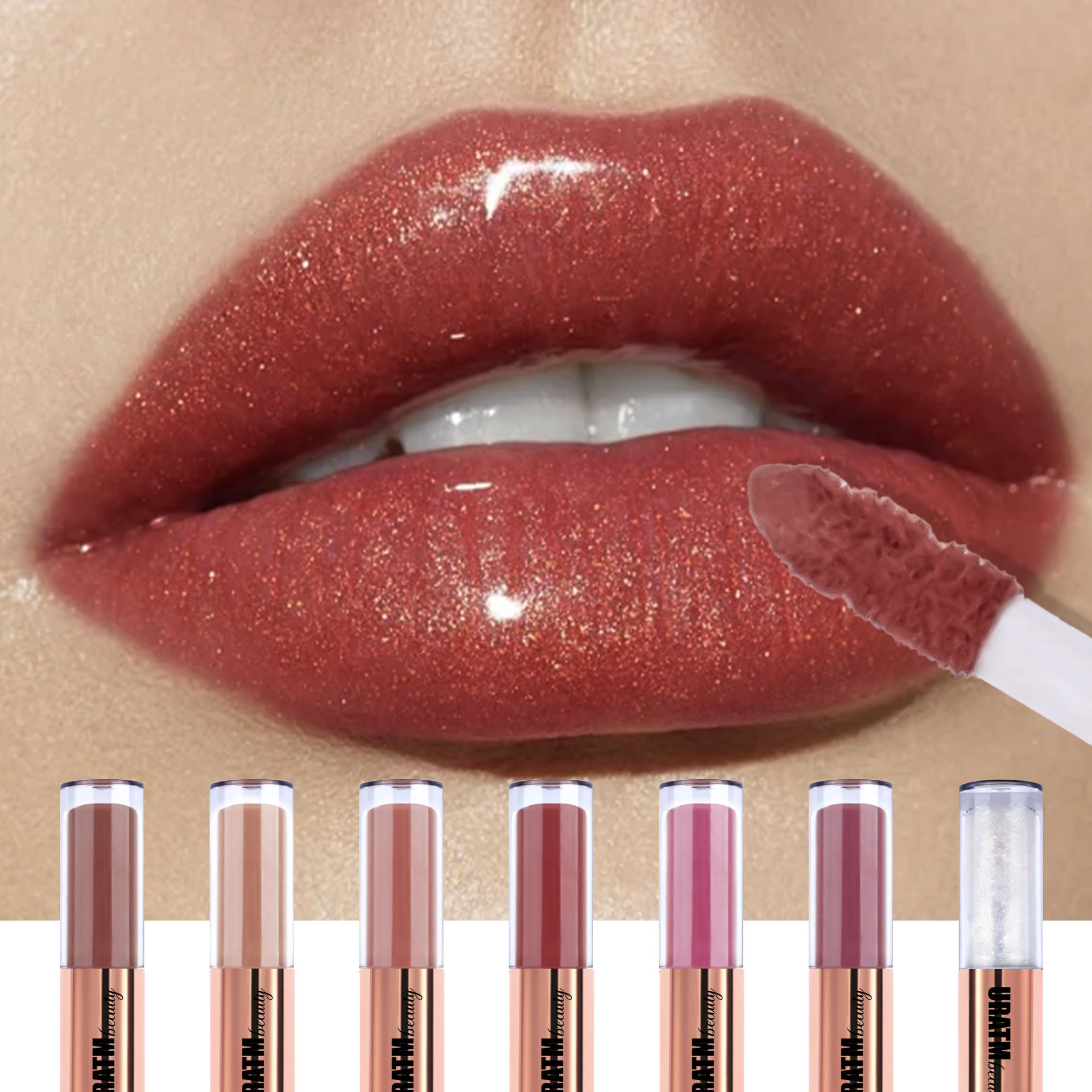 SHCOETY Cross-border double-head lip gloss matte laminated pearlescent fine sparkling lip gloss is not easy to stick to the cup and does not fade for a long time details Picture