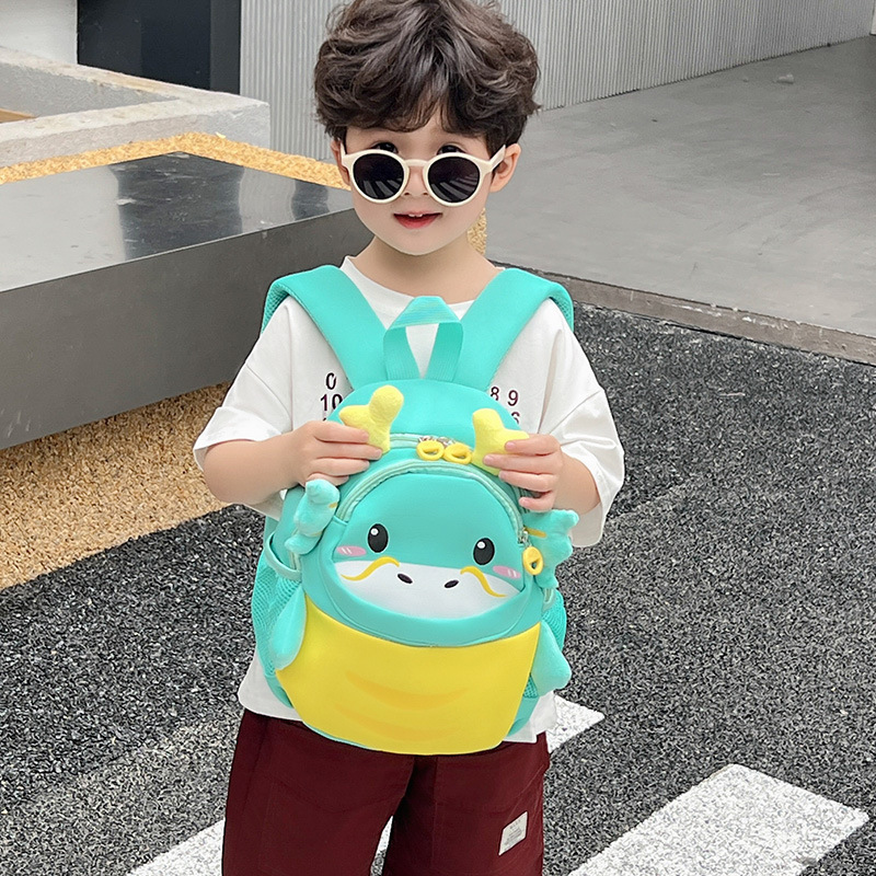 New kindergarten schoolbag, children's student animal dinosaur cartoon backpack, Little dragon preschool diving cloth backpack full figure