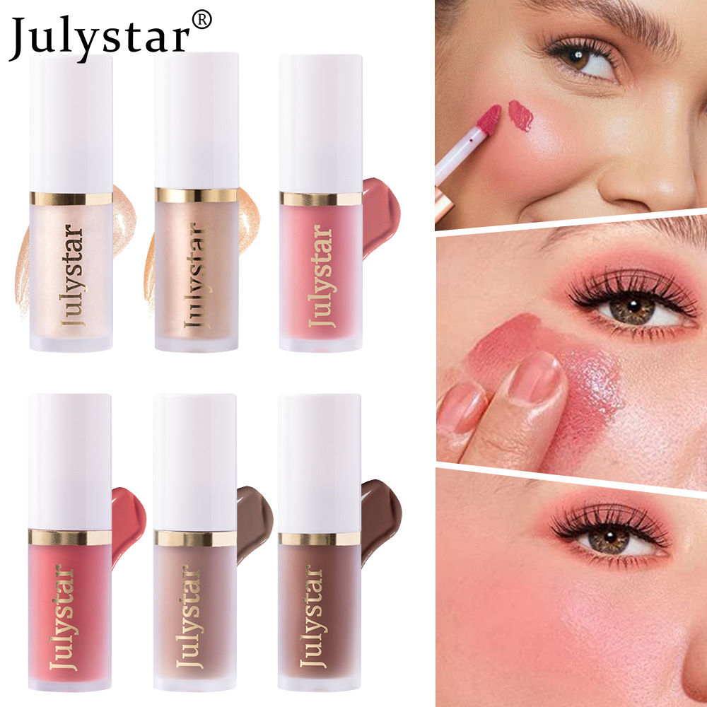 Julystar Facial Brightening High-Gloss Contouring Liquid, Lip Pearl Single Portable Moisturizing Blush Blush Wholesale Specification drawing