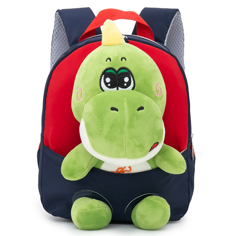 2023 New cartoon detachable doll kindergarten schoolbag, cartoon dinosaur plush children's and baby backpack Item Picture