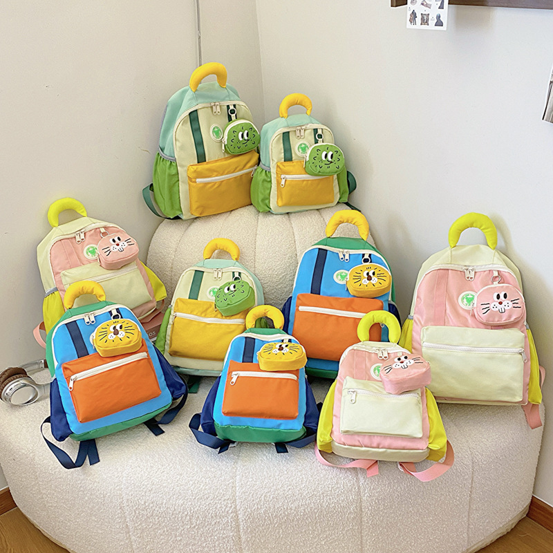 Korean version kindergarten backpacks for boys and girls, 3-6 years old, 9 babies, children's backpacks, dopamine color-blocking backpacks full figure
