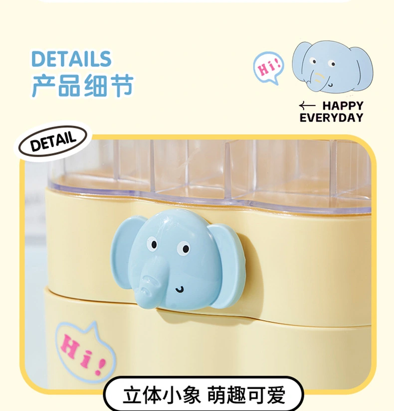 M80-6664 Cute cartoon multi-layer rotating jewelry box, ring and necklace storage box, desktop accessory organization box detail image 9