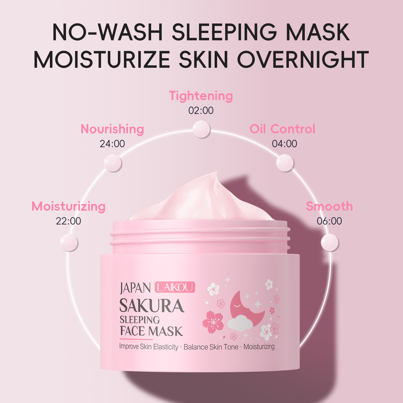Cross-border Laicome Japanese Sakura Sleeping Mask 25g Hydrating and Moisturizing Mask Skin care and cosmetics cross-border manufacturer Specification drawing