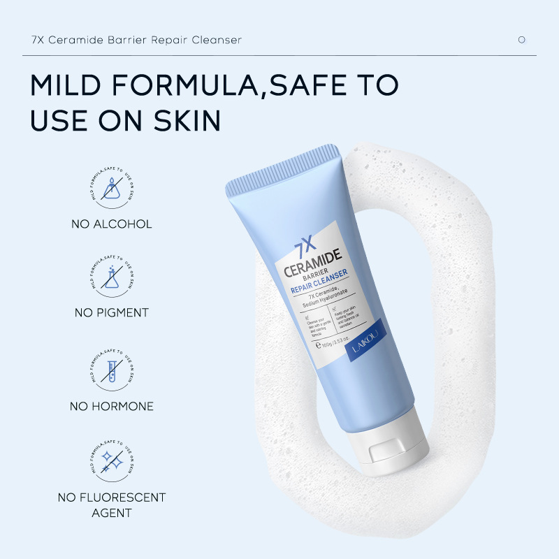Cross-border LAIKOU Ceramide Facial Cleanser 100g Hydrating, Moisturizing, Cleansing and brightening skin tone in stock wholesale Specification drawing