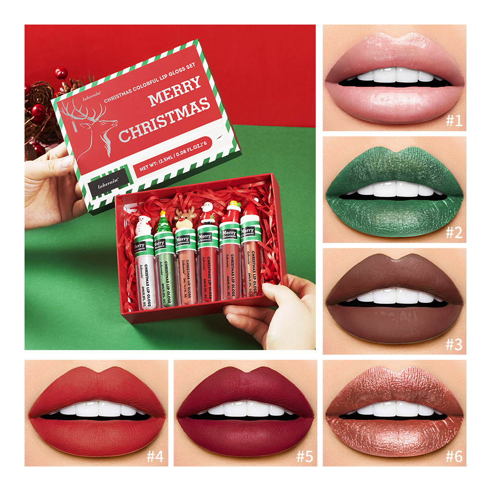 Lakerain Christmas Lip Gloss Set 6-piece Liquid Lipstick Lip gloss and Lip gloss set details Picture