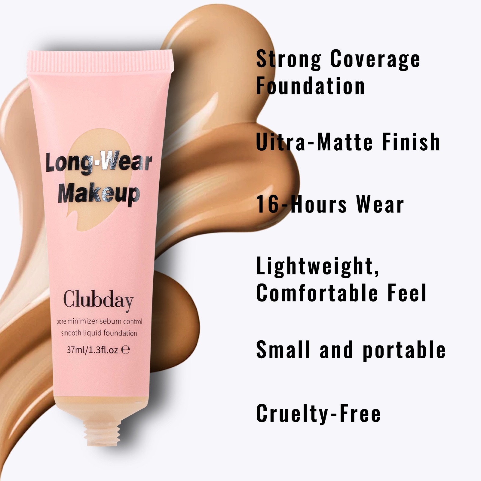 Clubday Natural Matte Concealer Foundation for Facial Oil-Control, sweat-proof, Long-lasting and non-smudge Foundation wholesale Specification drawing
