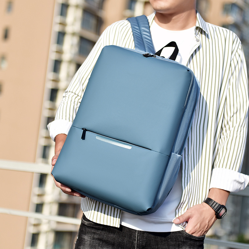 Leather film business commuting backpack with logo printing, student schoolbag, water-resistant and wear-resistant computer bag, gift backpack details Picture