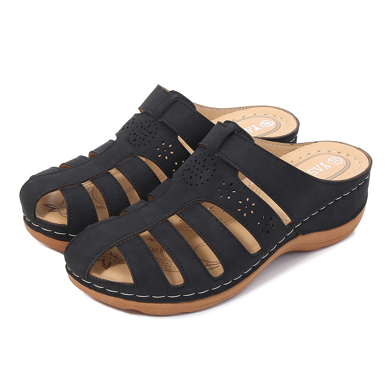 Yirun 2024 Casual Cool Drag Women's new solid color thick-soled round-toed women's slippers and sandals are available on Amazon cross-border full figure