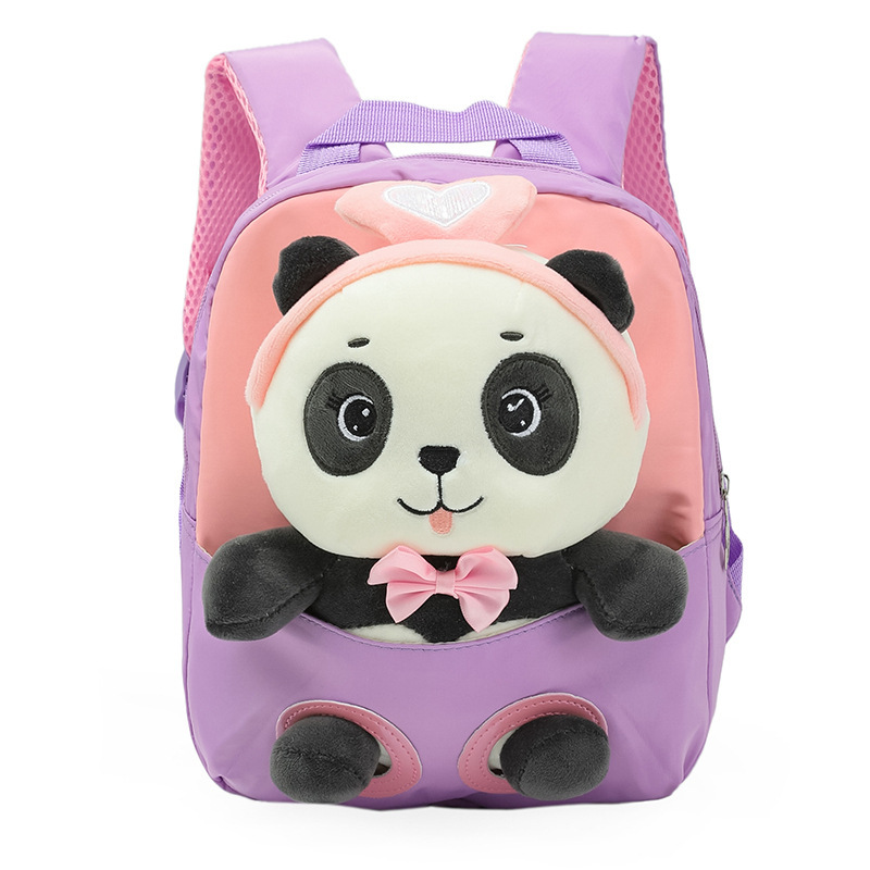 New cartoon panda plush backpack for kindergartens, large-capacity, lightweight and cute backpack for primary school students Item Picture