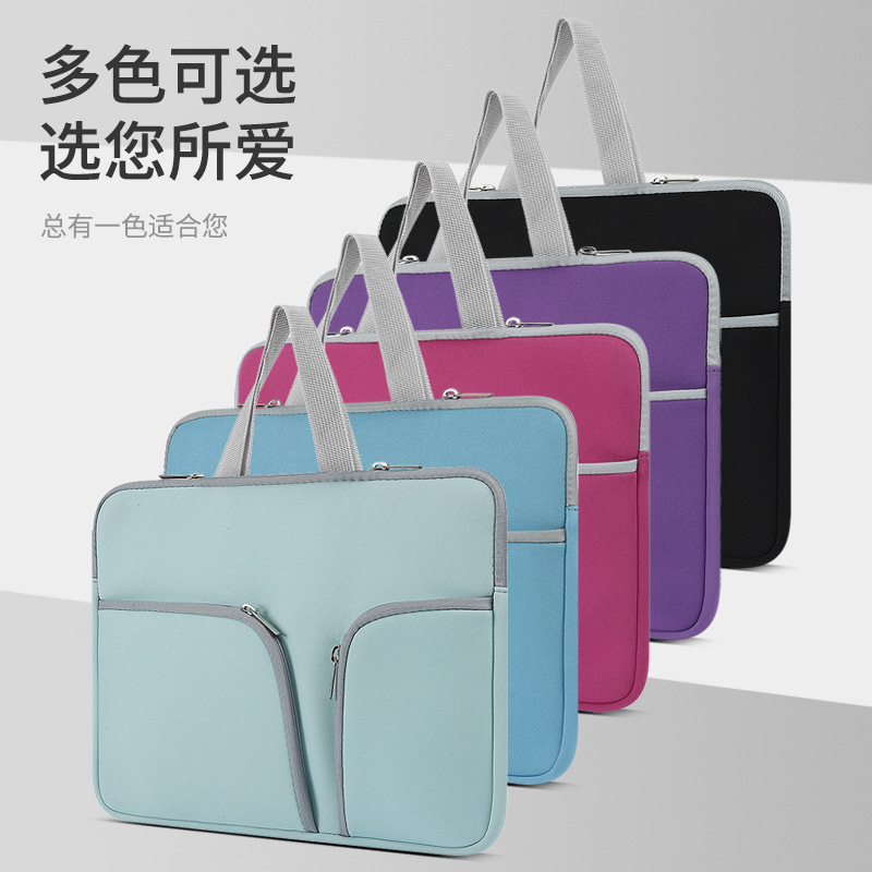 Hand-held zipper computer bag factory in stock wholesale 13-inch 14-inch water-resistant material Neoprene notebook inner bag Specification drawing