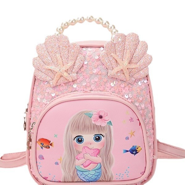 New cartoon schoolbag for children, cute girl sequined backpack, fashionable and casual kindergarten princess bag Item Picture