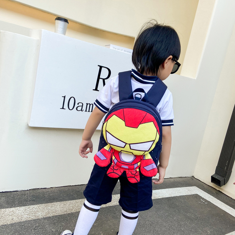 Children's bag for kindergarten preschool boys, cartoon dinosaur Spider-Man backpack, anti-wandering and anti-loss rope schoolbag Specification drawing