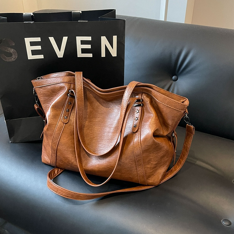 Cross-border large-capacity tote bag for women 2024 New style fashionable single-shoulder bag, retro simple casual crossbody bag for women Specification drawing