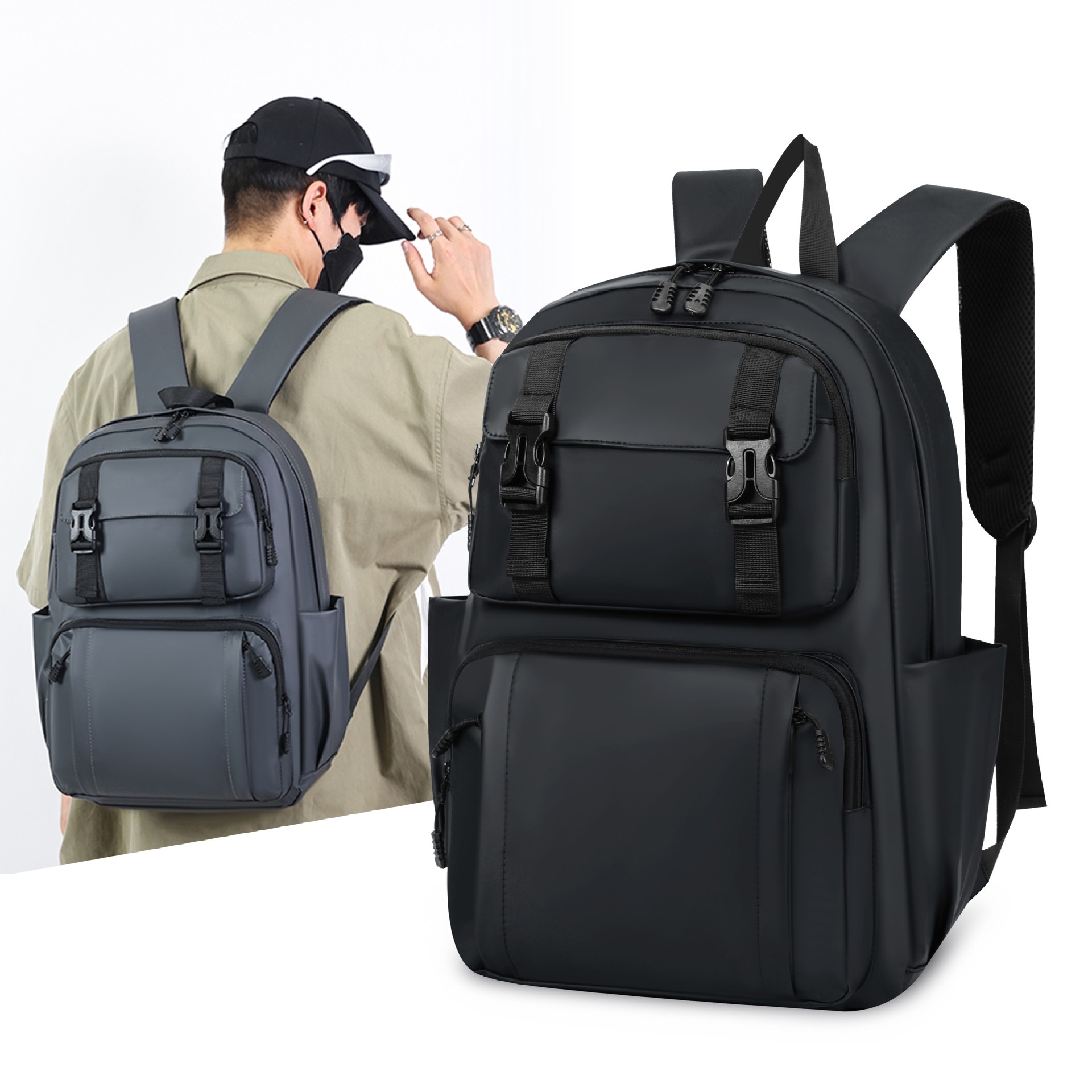 New cross-border foreign trade Korean version men's backpack for junior high school and senior high school students, large-capacity simple commuting computer bag full figure