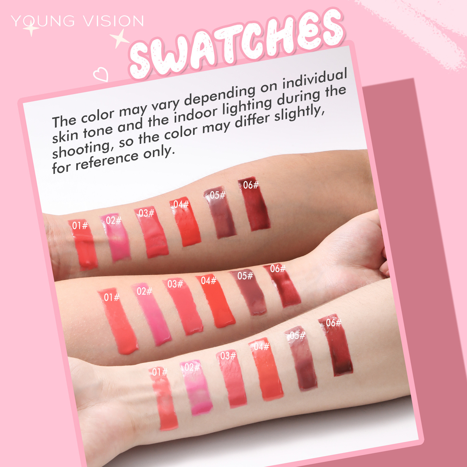 YOUNG VISION Twisty Lip Gloss and Moisturizing Lip Gloss are available in 6 colors Specification drawing