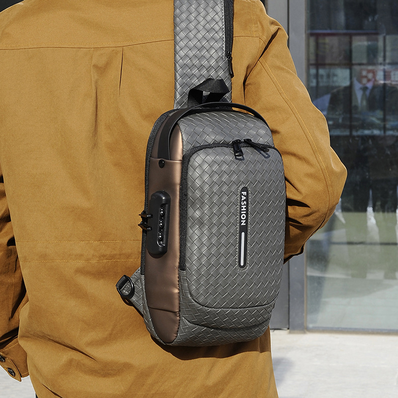 Cross-border men's chest bag, anti-theft password lock, single-shoulder bag, casual and simple crossbody bag, water-resistant outdoor storage chest bag Specification drawing