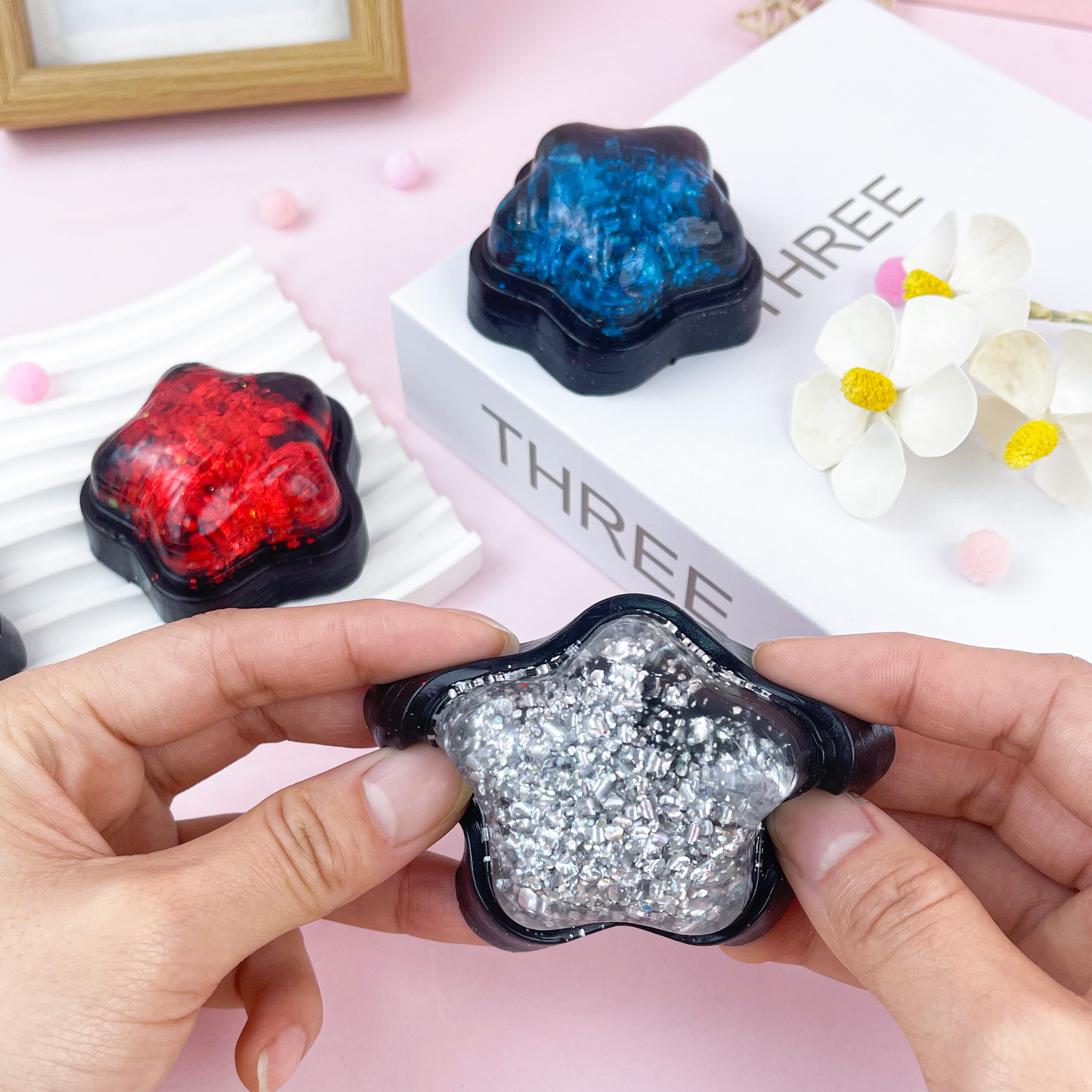 热卖解压玩具极光星星捏捏乐亮片五角星厂家批发