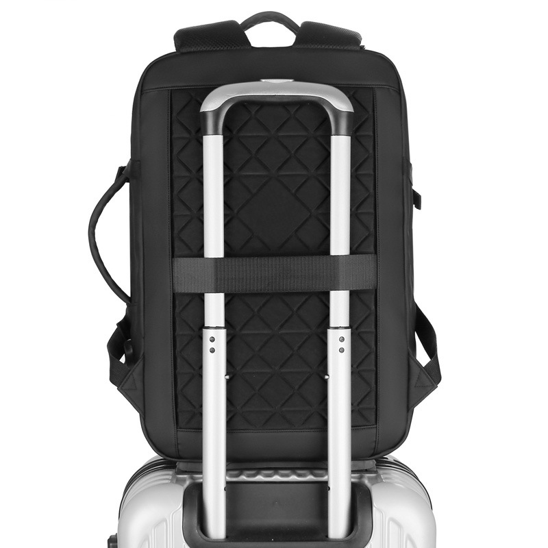Large-capacity backpack for men, USB water-resistant leather film, multi-functional computer bag, business commuting backpack with logo printing Application Scenario