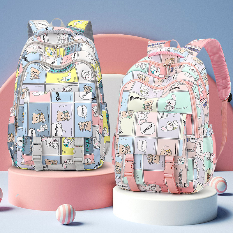 The new schoolbag is dirt-resistant for primary school students. It has a large capacity for grades 34 and 56 and a high appearance level printed backpack for junior high school students full figure
