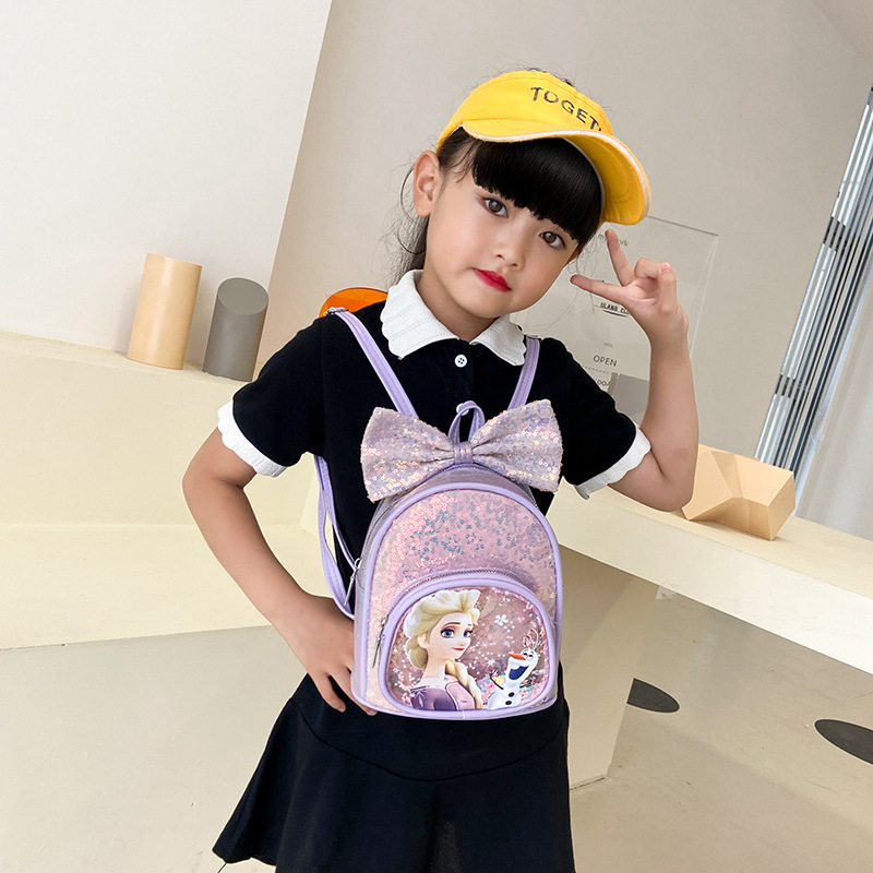 New cartoon and fashionable sequined children's schoolbags, travel small backpacks, girls' backpacks, versatile and cute princess bags details Picture