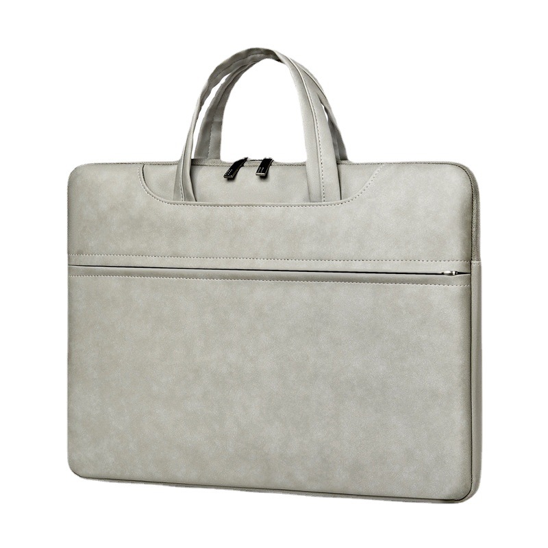 Wear-resistant leather laptop bag, women's tablet ipad protective bag, PU leather notebook liner bag, lightweight single-shoulder bag Item Picture