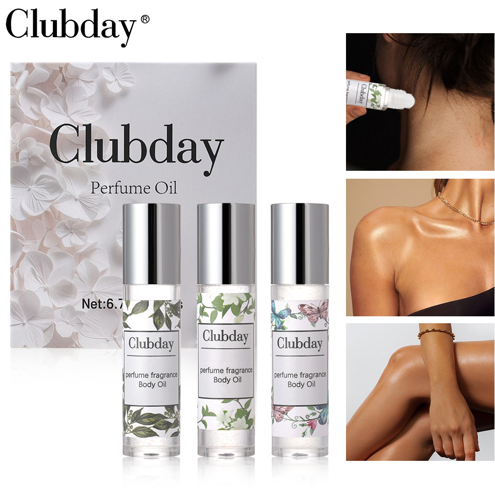 Clubday Body Fragrance Long-lasting Floral Roll-on Perfume Oil Natural Sparkling 3-bottle Wholesale Export Perfume Oil full figure