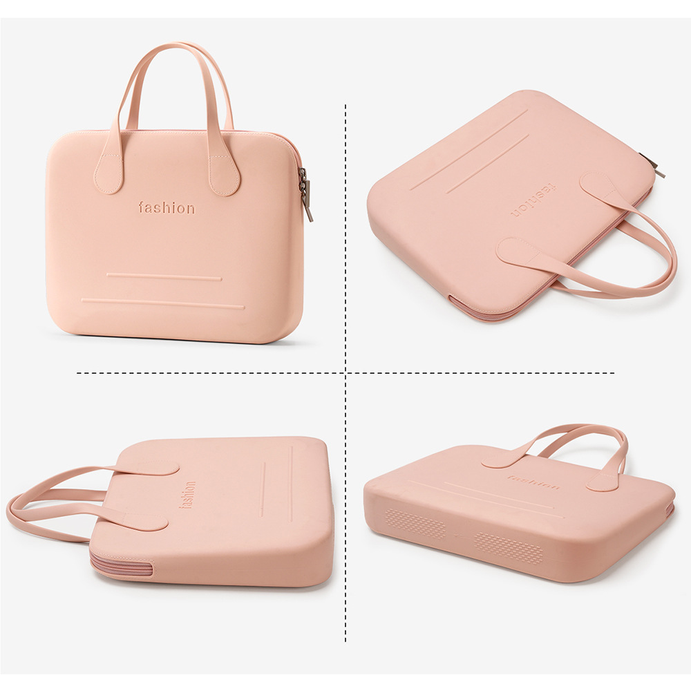 New cross-border silicone handbag, computer bag, women's makeup bag, fashionable macaron, simple and portable, waterproof storage bag details Picture