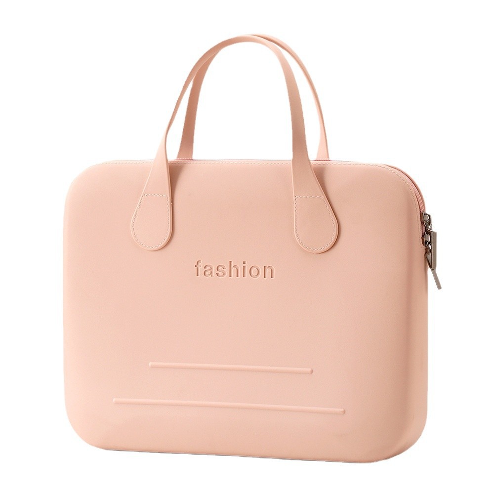 New cross-border silicone handbag, computer bag, women's makeup bag, fashionable macaron, simple and portable, waterproof storage bag Item Picture