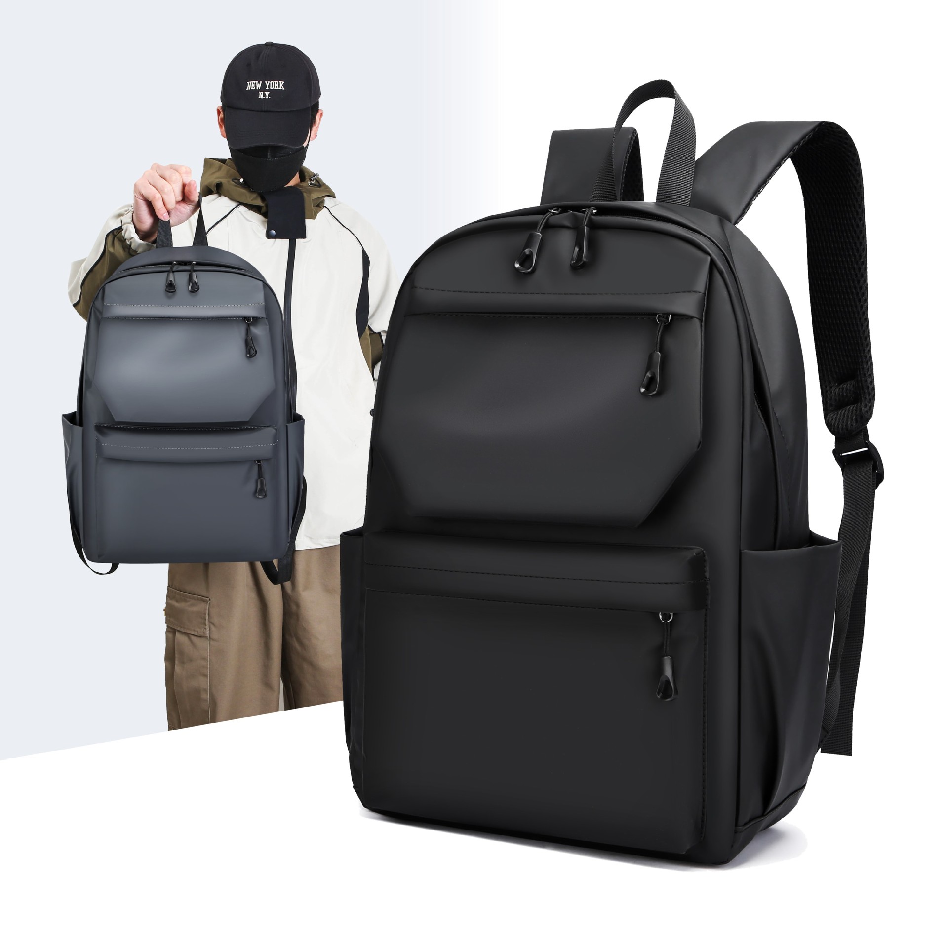 Trendy brand backpacks for men, junior high school, senior high school and college students, large-capacity travel bags, casual computer backpacks for men full figure