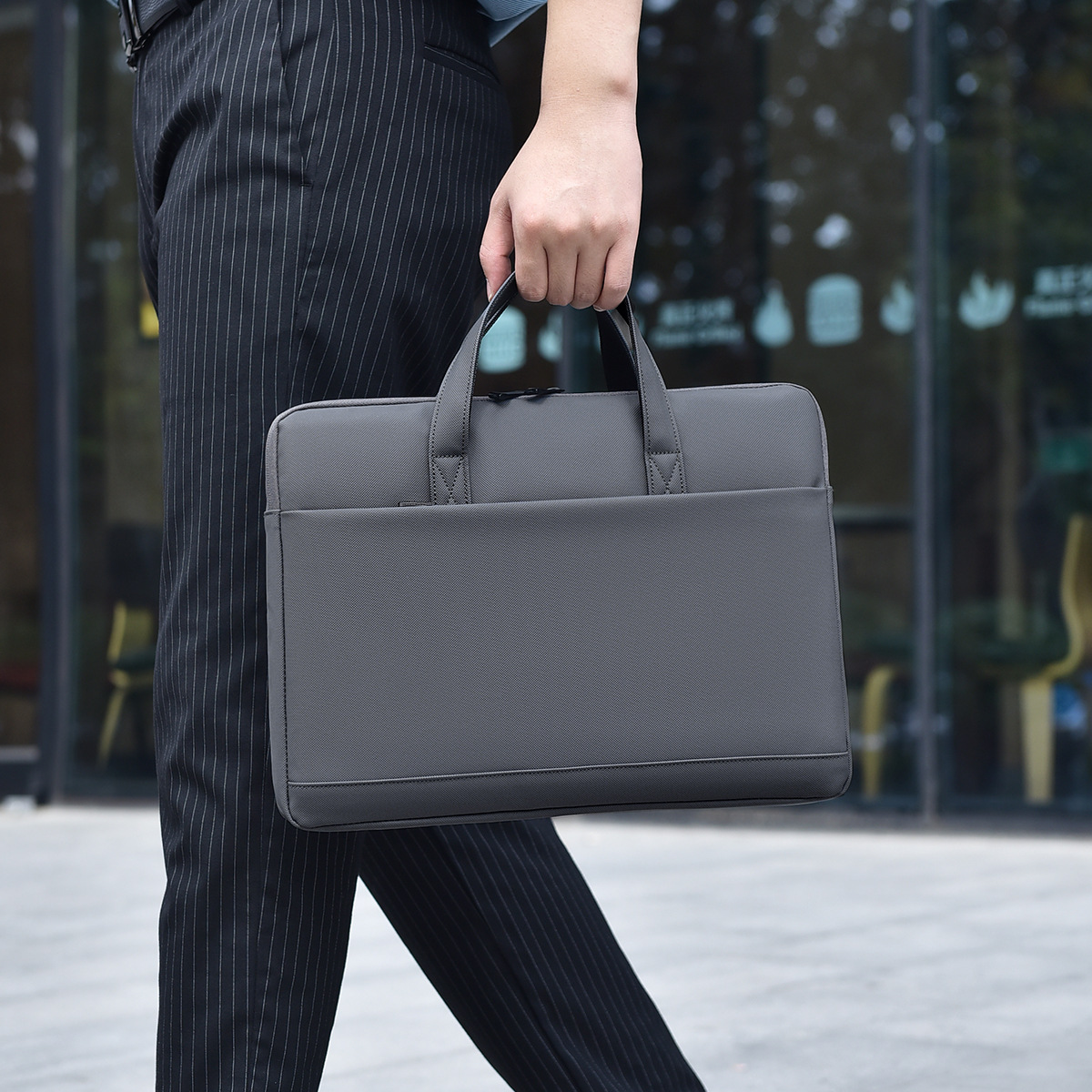 Lightweight laptop bag, 16-inch waterproof handbag, 14-inch computer case, high-end single-shoulder bag for men details Picture