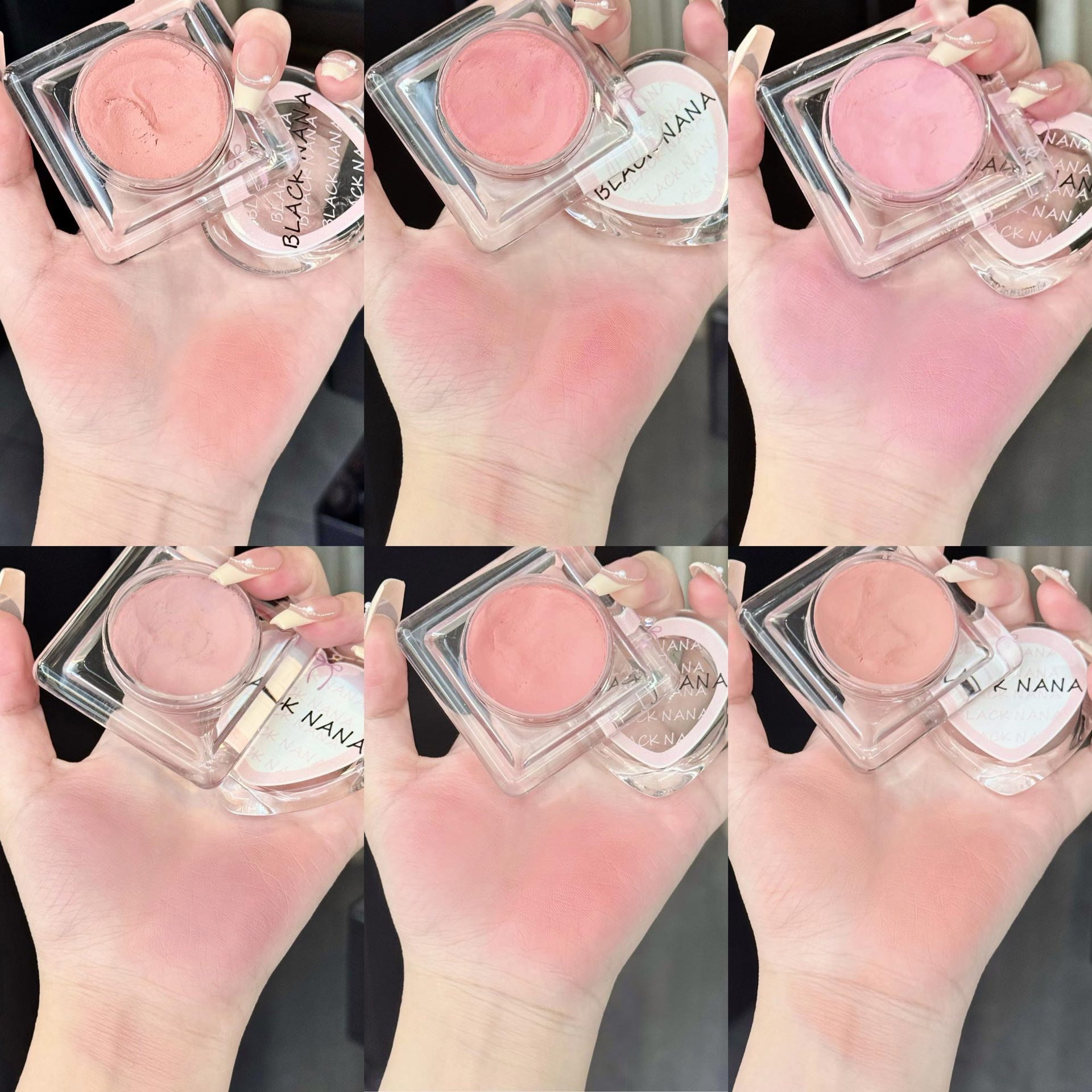 BLACK NANA Blush Low Saturation Strawberry Milk Color Melon Color Mashed Potato Eyeshadow Universal Blush Palette Wholesale Application Scenario