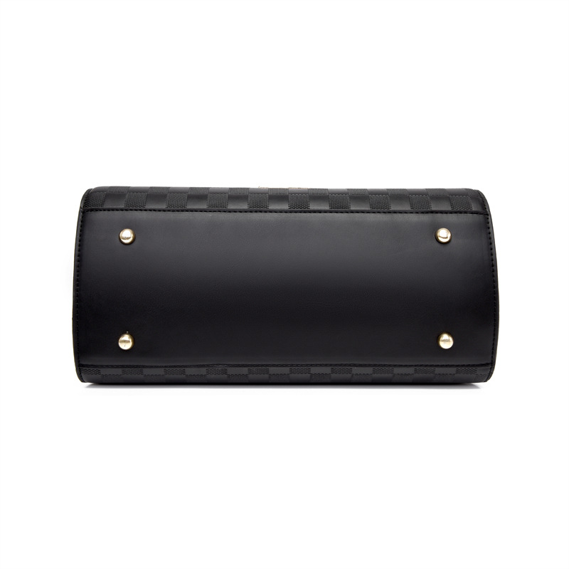 Summer new solid-color PU women's bag, checkered fashion handbag, single-shoulder bag, crossbody bag, large-capacity women's bag, mom's bag Item Picture