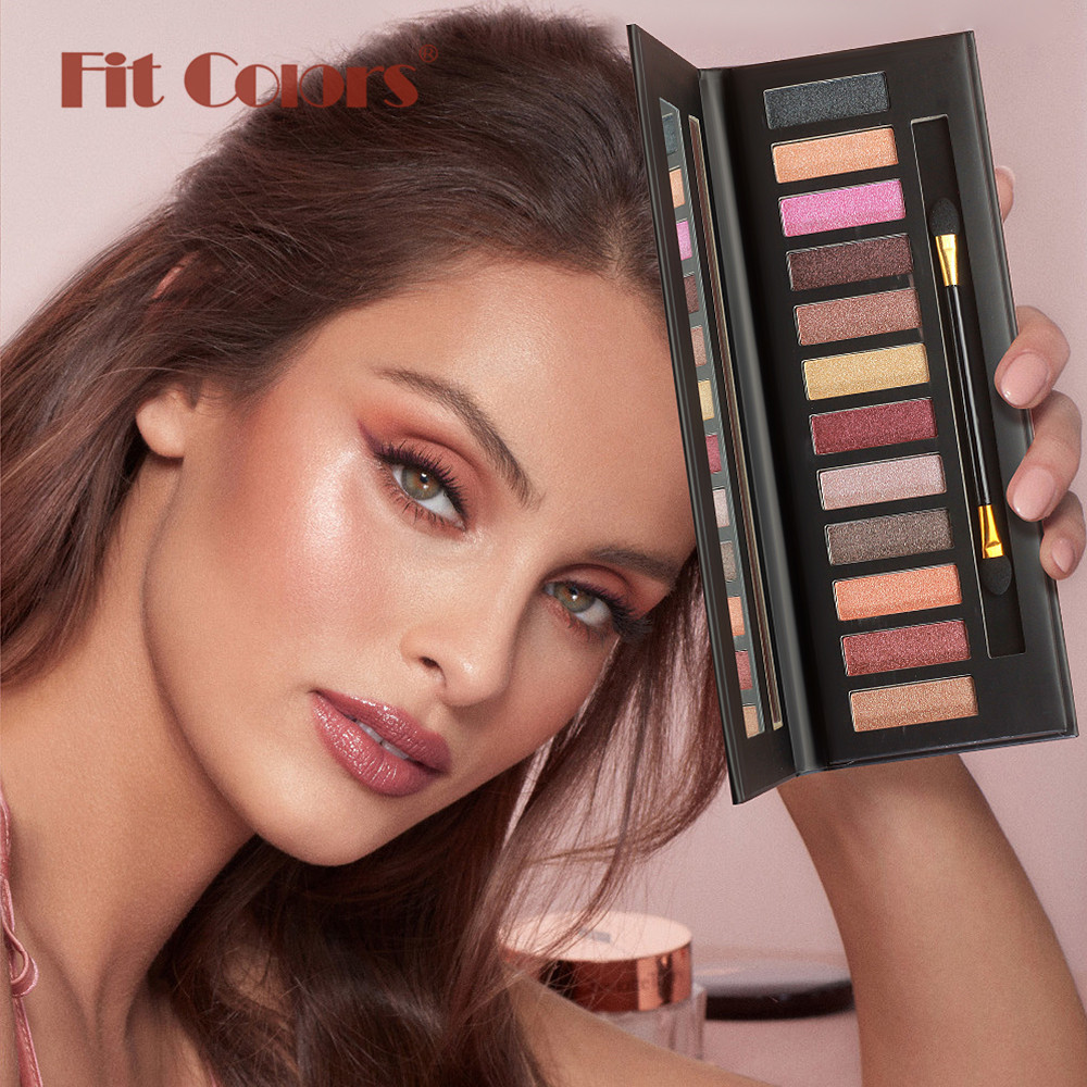 Fit Colors 12-color multi-functional Makeup Powder palette Matte, Pearlescent, high-gloss Contour Blush and Eyeshadow Palette set details Picture