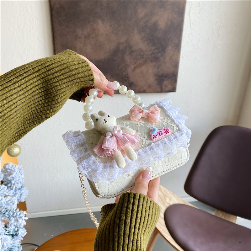 New children's bags, summer fashion crossbody bags, girls' pearl hand-held princess bags, manufacturer's coin purse details Picture