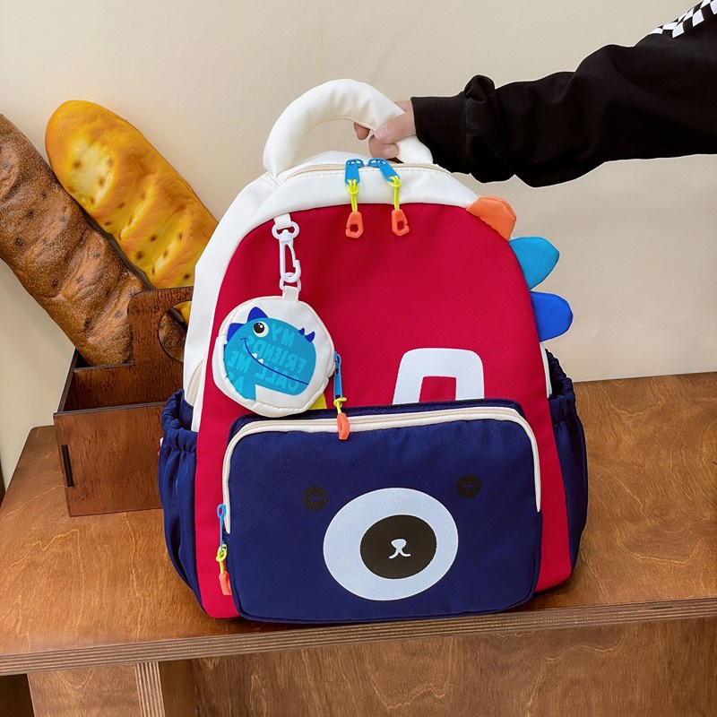 New cute dinosaur backpacks for kindergarten boys and girls, Korean-style color-blocking travel children's backpacks Specification drawing