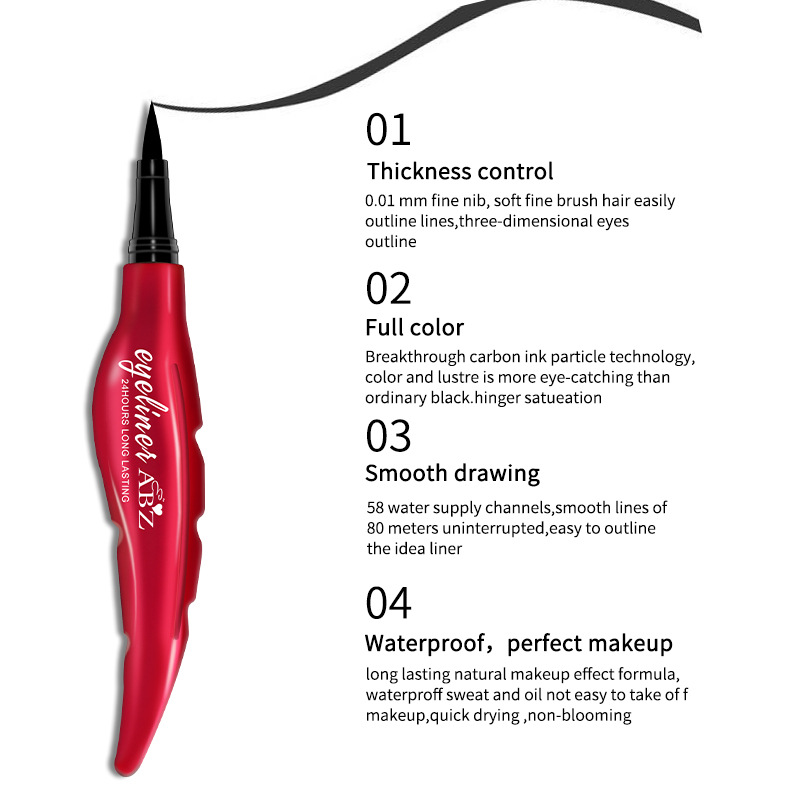 Cross-border all-English version red feather eyeliner liquid pen, waterproof, sweat-proof and non-smudging factory makeup, Amazon export details Picture
