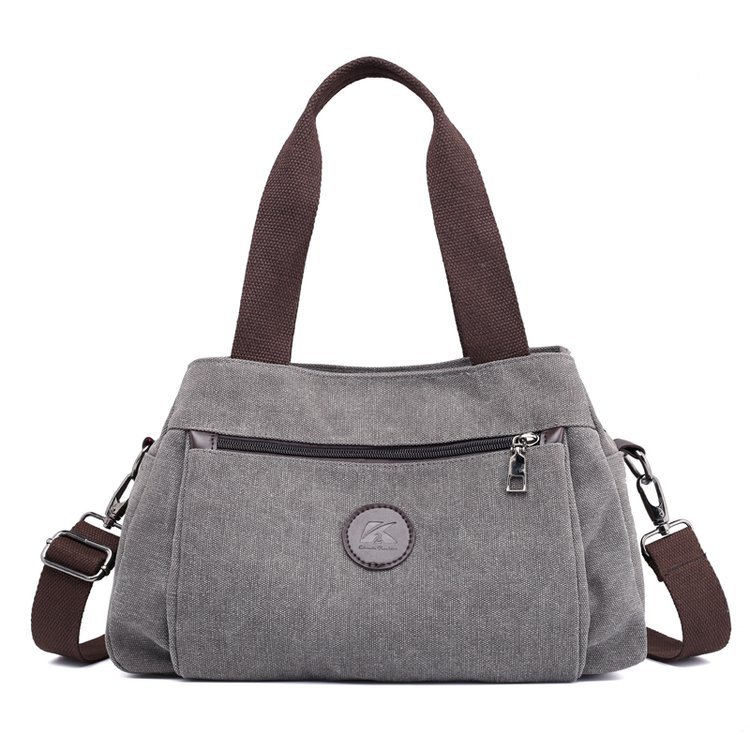 New casual canvas European and American women's single-shoulder bag, solid color trendy women's bag and handbag, cross-border one-piece consignment worldwide Item Picture