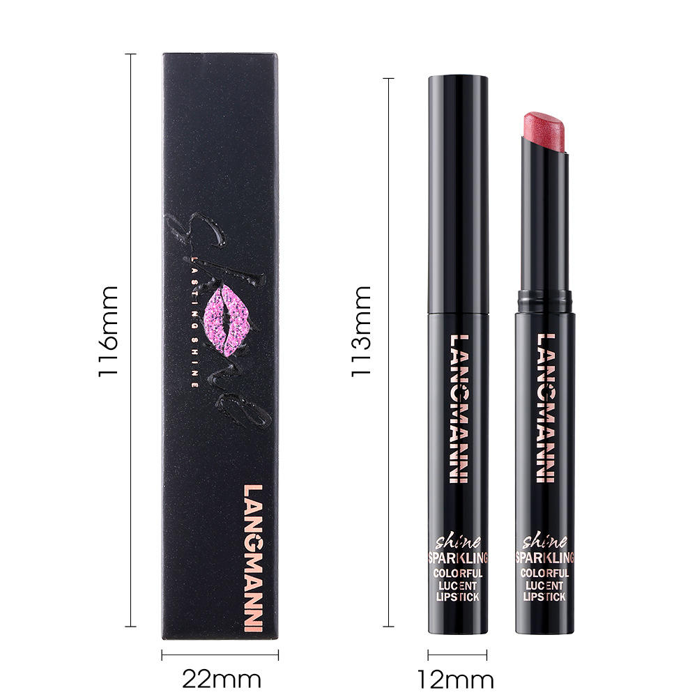 LANGMANNI ten-color bevel pearlescent rotating bevel design lipstick single pack Item Picture