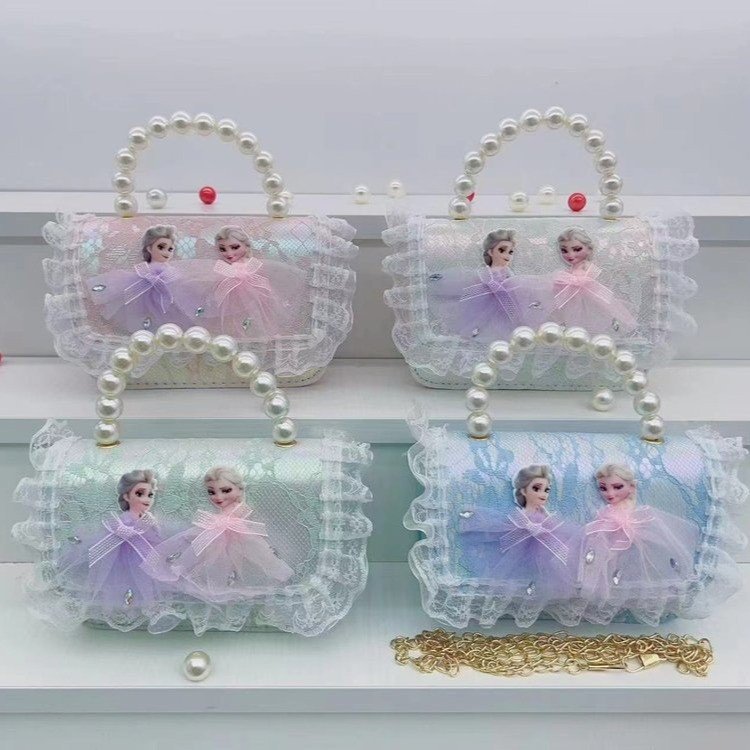 Korean-style children's pearl handbag, ins fashion girls' bag, children's cartoon trend chain handbag, small sachet Specification drawing
